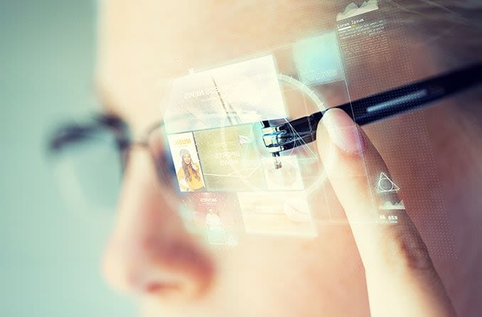 Close up of smart glasses technology