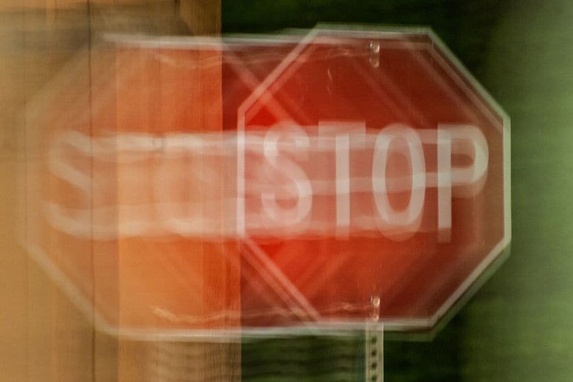 stop sign that is blurry