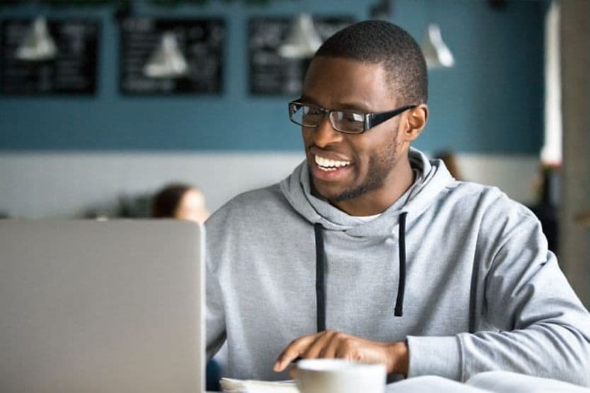Worker productivity and computer vision syndrome Man wearing glasses computer glasses