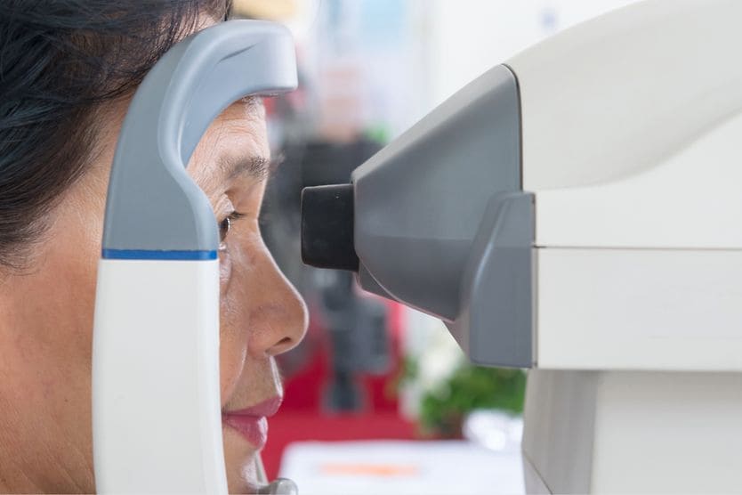 Secondary glaucoma: Causes, symptoms, types and treatment woman with secondary glaucoma having eye pressure measured.