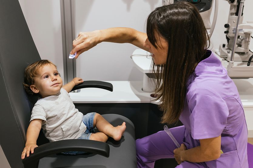 young child getting tested for nystagmus