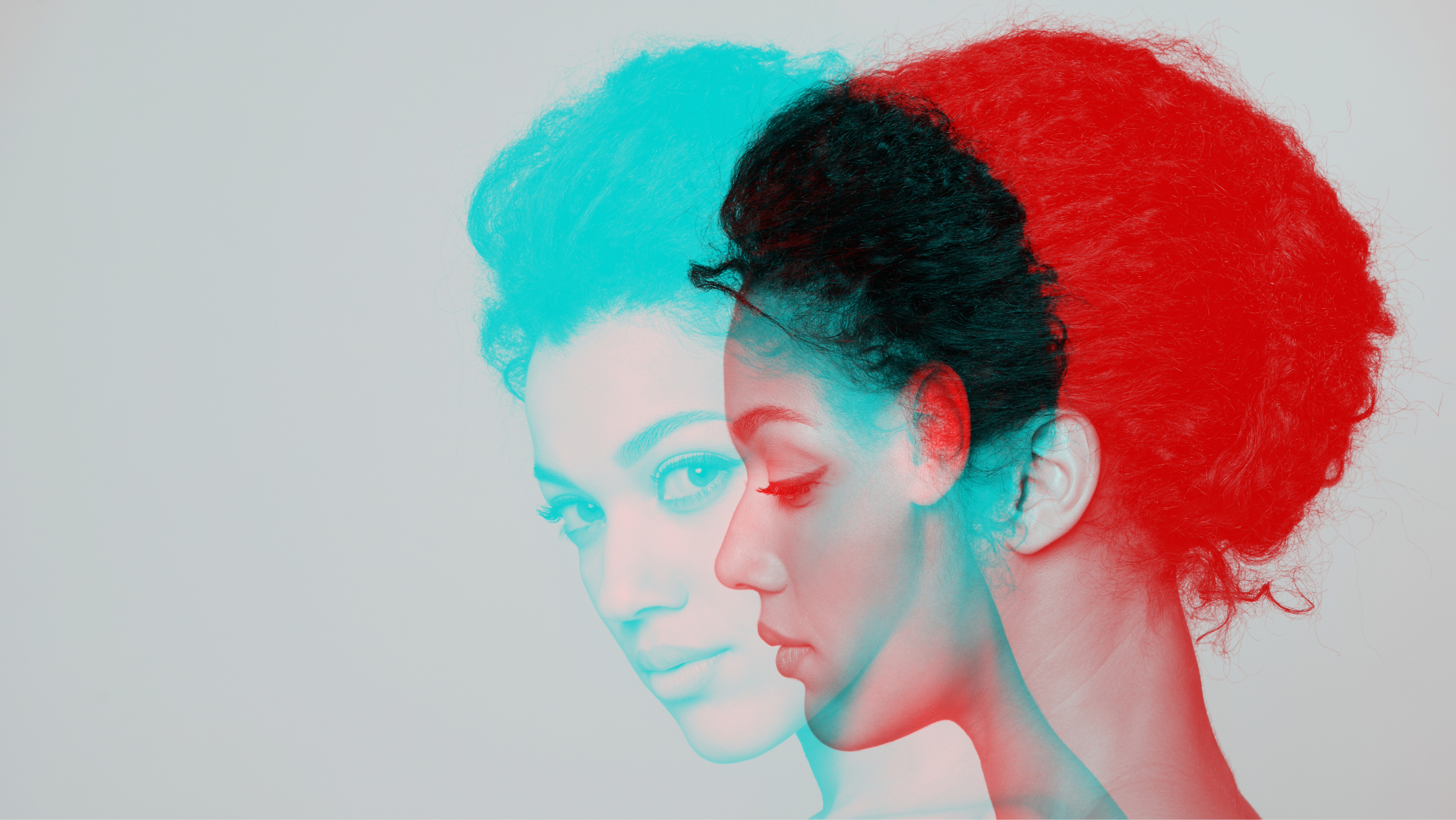 view of woman's profile and an afterimage caused by palinopsia