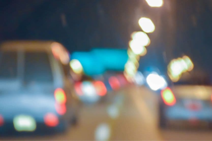 blurry vision on the road at night