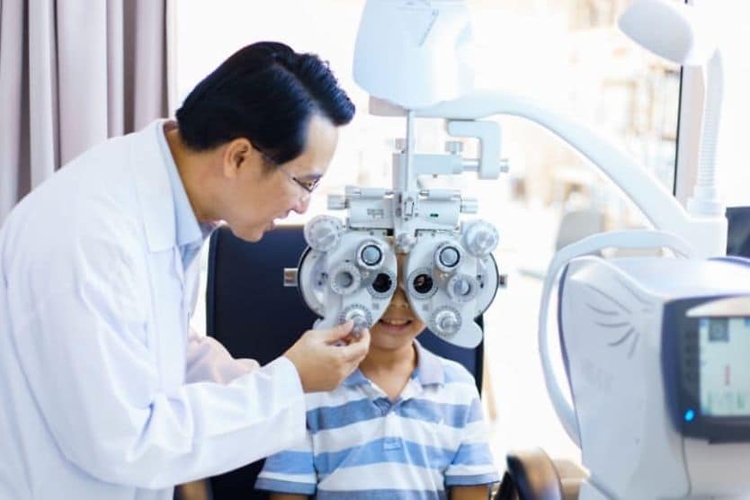 Child getting an eye exam