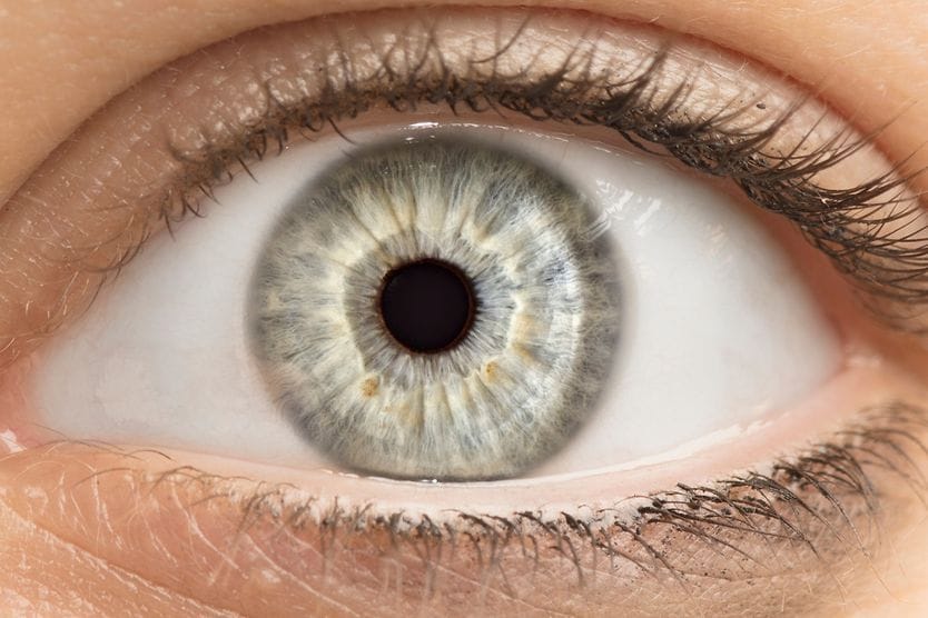 iridology text over an eye vortex