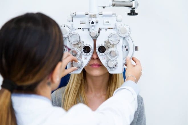 What does, “Which is better, one or two?” mean in an eye exam?