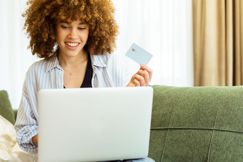 Woman searching for contact lenses online