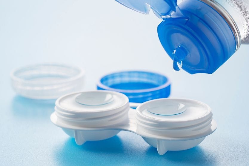 How long can you keep contacts in solution?