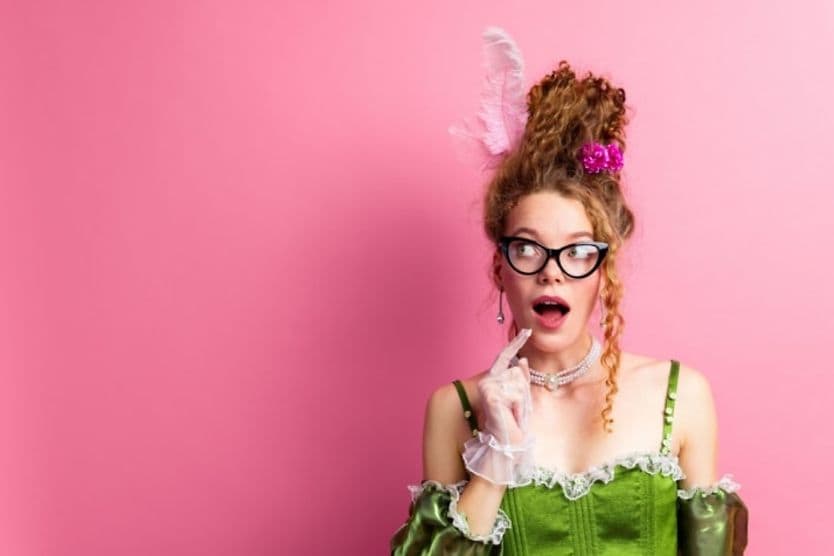 Woman in costume wearing glasses