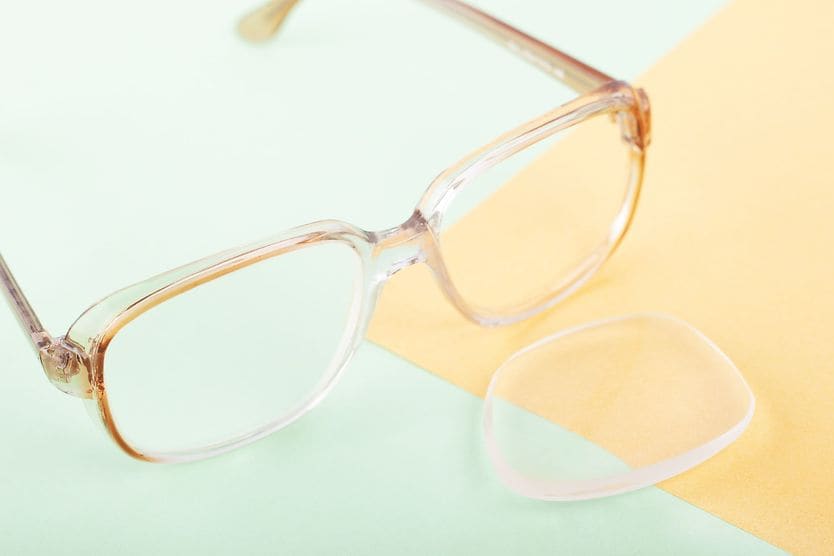 Can You Replace Lenses in Glasses? pair of eyeglasses with one lens popped out