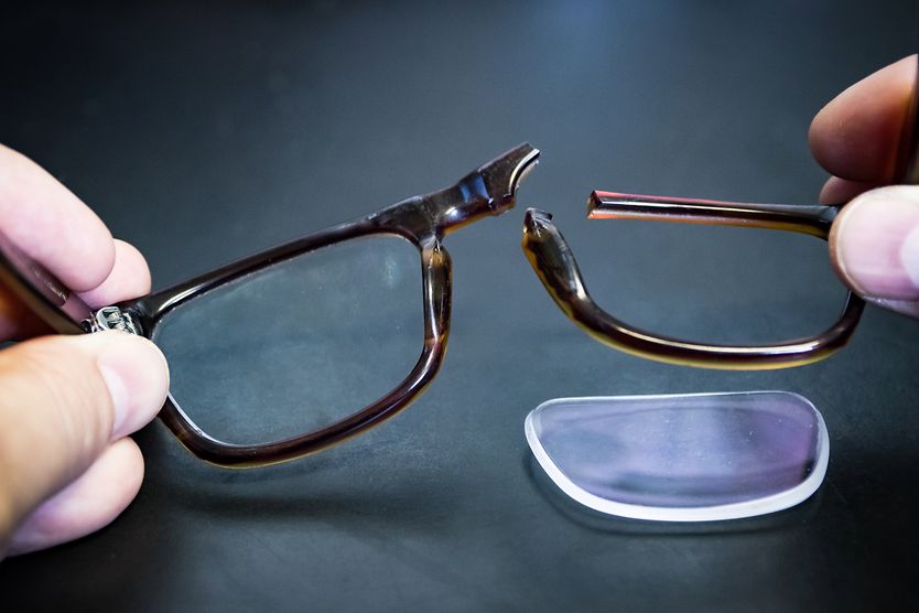 Broken glasses: Repair methods and cost a pair of broken glasses with lens fallen out of frame