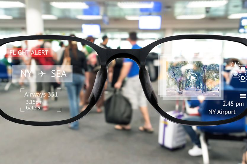 What are augmented reality (AR) glasses? Augmented reality (AR) glasses with airport display information