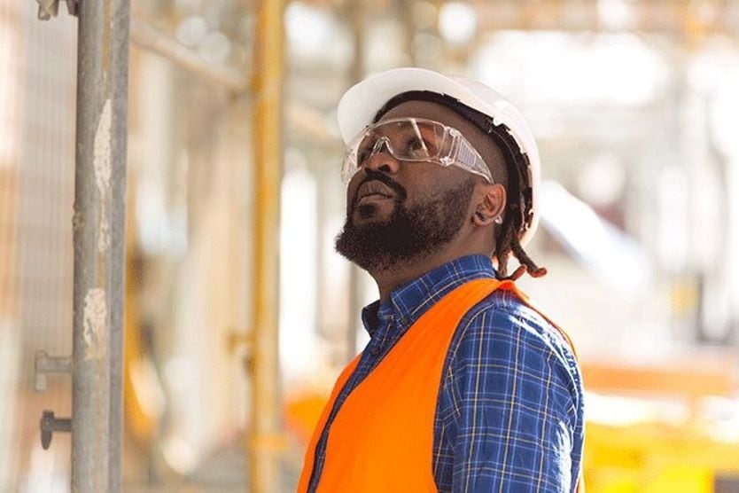 Prescription safety glasses construction worker wearing prescription safety glasses