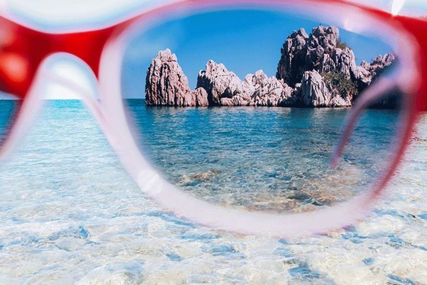 ocean and cliffs view through polarized sunglasses