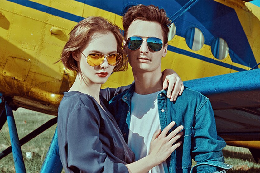 Everything you need to know about aviator glasses man and woman wearing aviator glasses