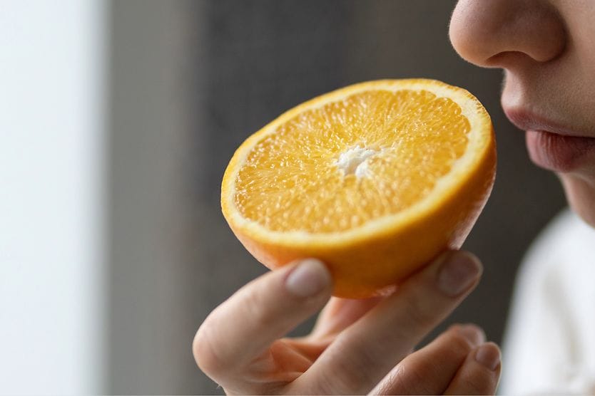 Will losing one sense make the others stronger? person smelling an orange