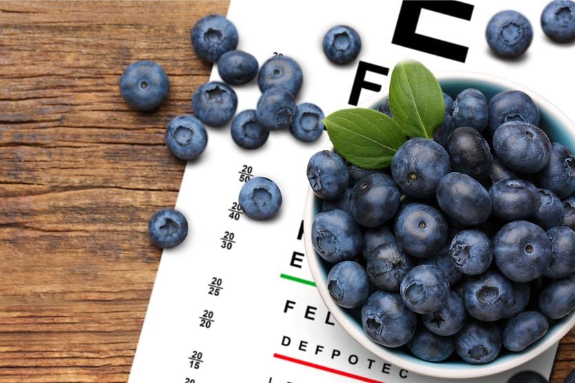 5 healthy vision tips for young adults blueberries and a vision chart