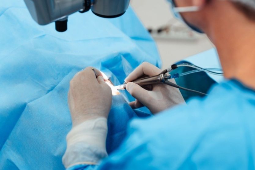 Doctor performs surgery on patient
