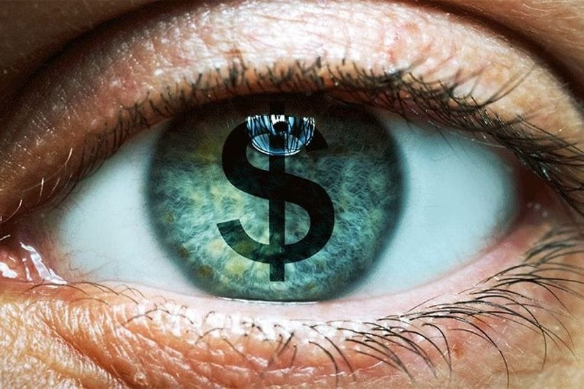 How Much Does LASIK Eye Surgery Cost? money sign on surface of eye