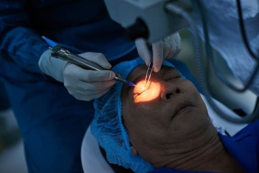 người trải qua phẫu thuật đục thủy tinh thể