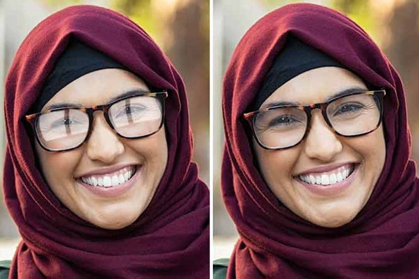 Kacamata dengan dan tanpa lapisan lensa anti-reflektif Kacamata dengan dan tanpa lapisan lensa anti-reflektif