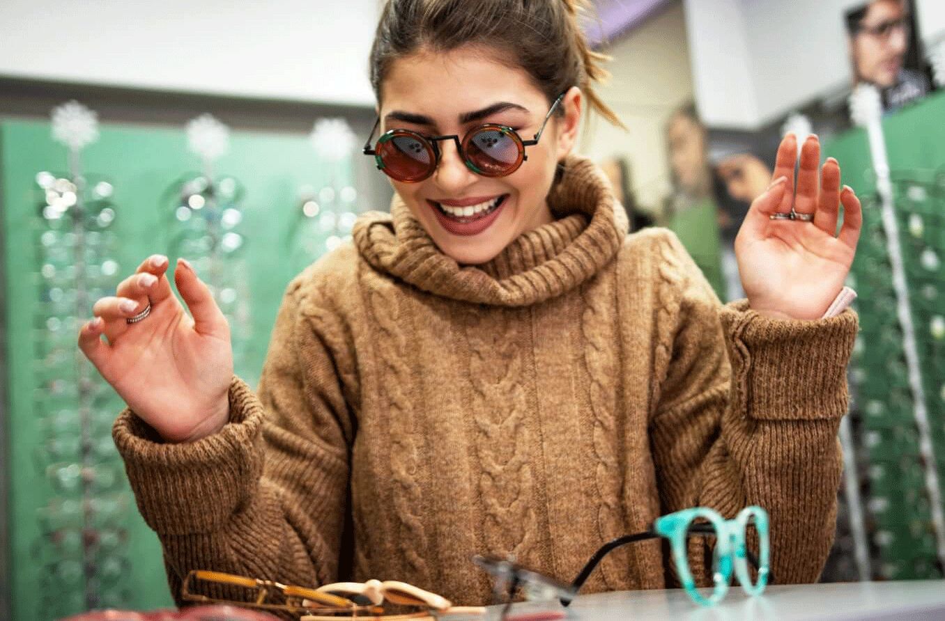 Person shopping for glasses