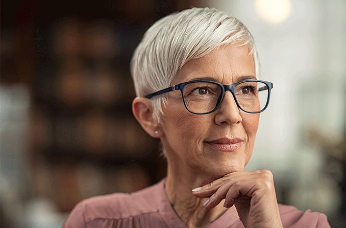 older woman wearing Payne eyeglasses