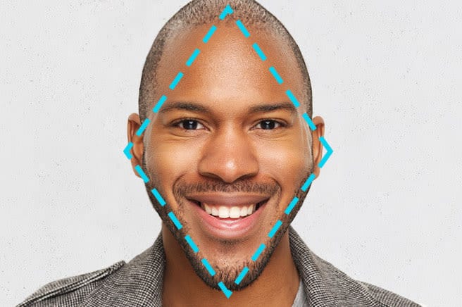 African american male with a diamond shaped face