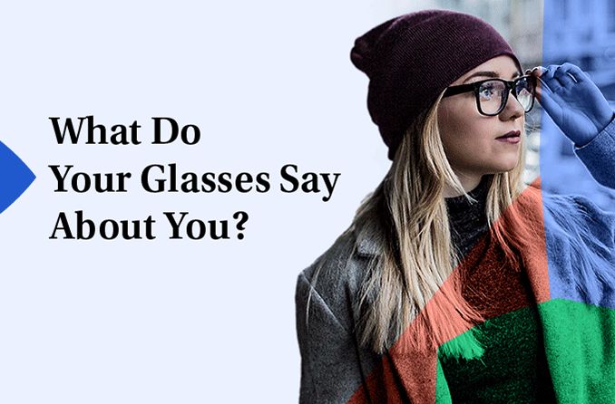 woman trying on different glasses frame shapes