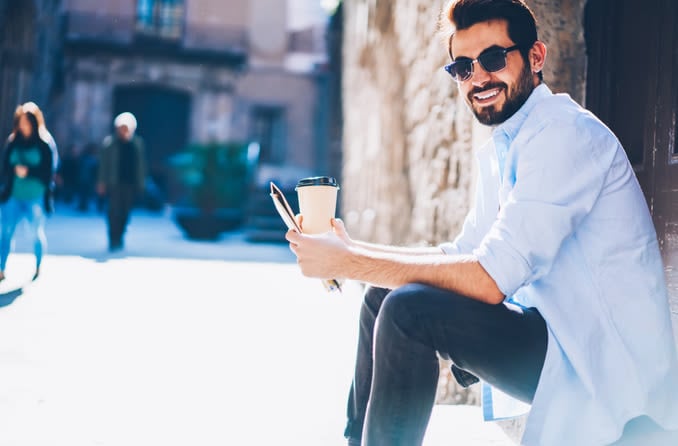 man with photochromic lenses