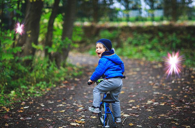 flashes in view of a child riding bike