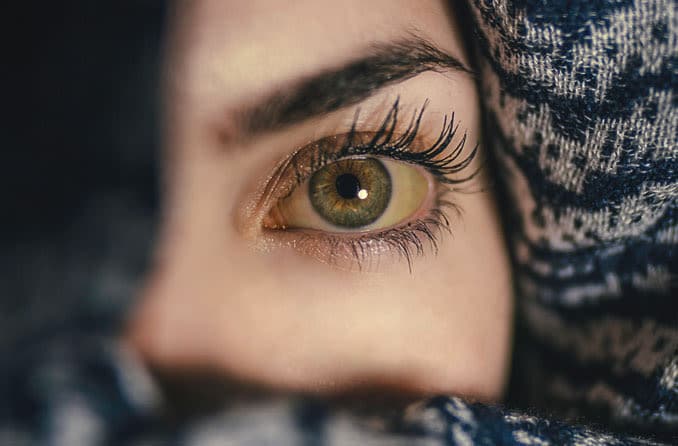 woman with yellow eyes