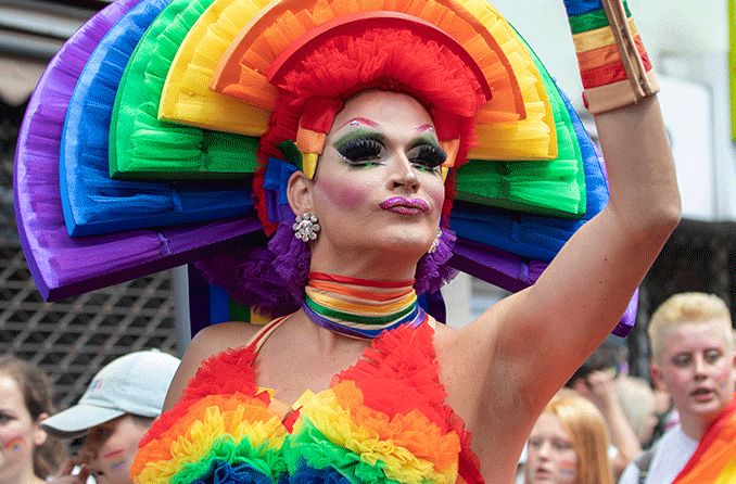 drag queen at pride wearing drag makeup