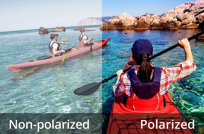 non-polarized vs polarized view of outdoor setting