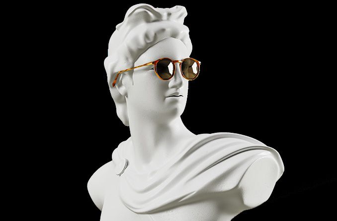 Greek statue wearing sunglasses