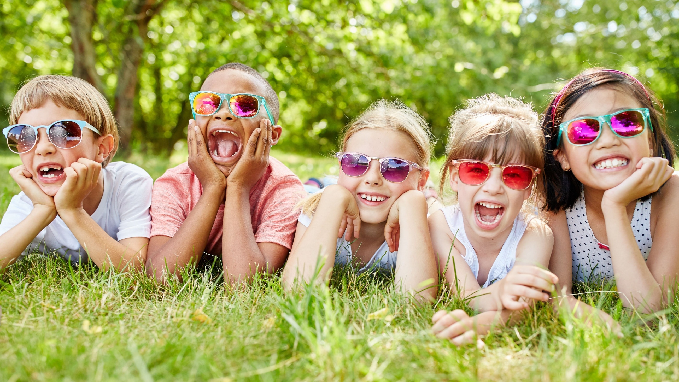 young children wearing sunglasses