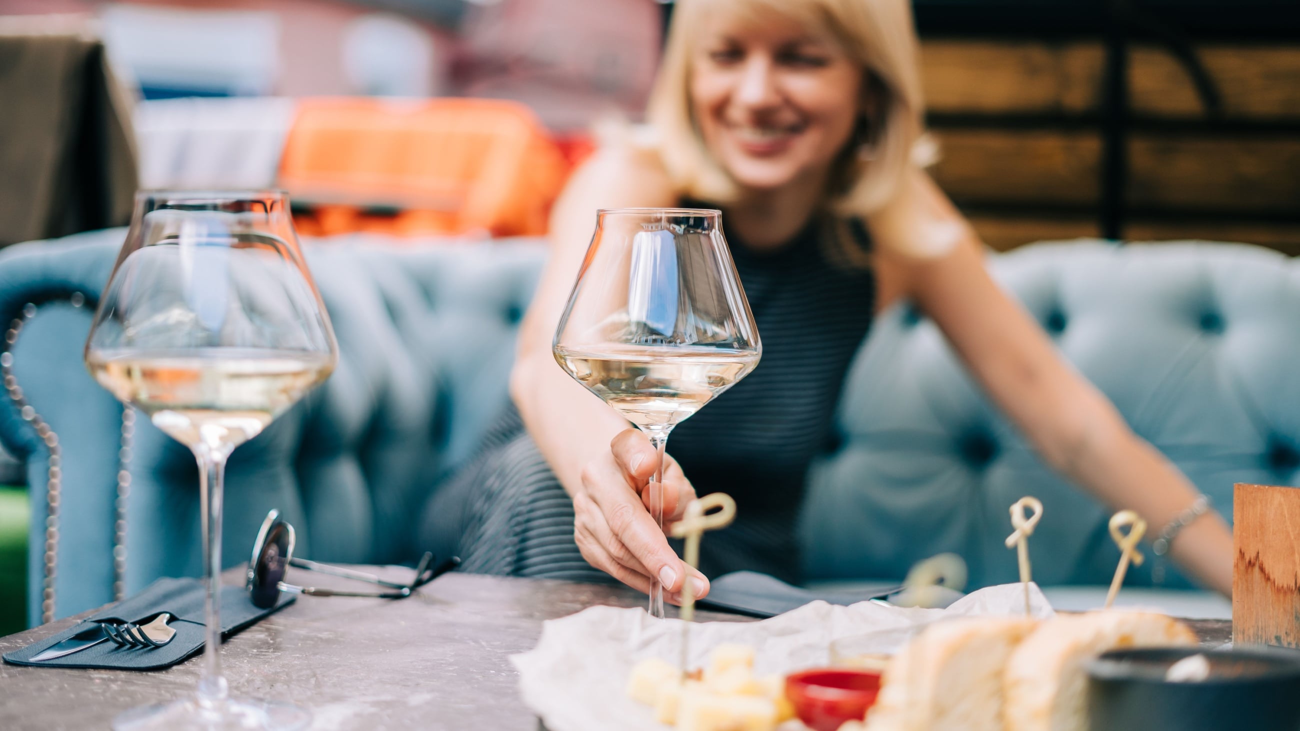 woman with alcohol on a blurry background