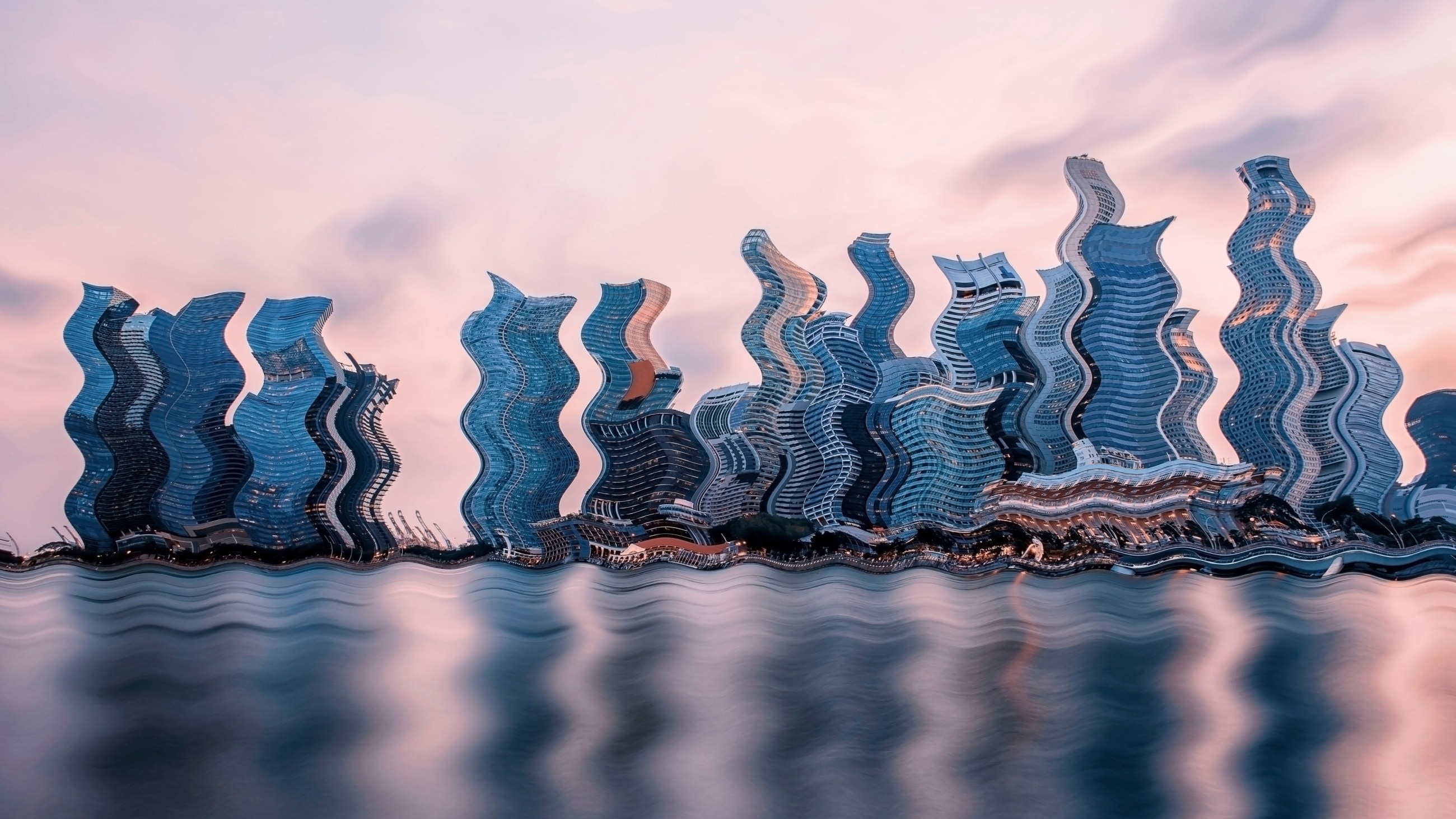 visual distortion (metamorphopsia) of highrise buildings next to water visual distortion (metamorphopsia) of highrise buildings next to water