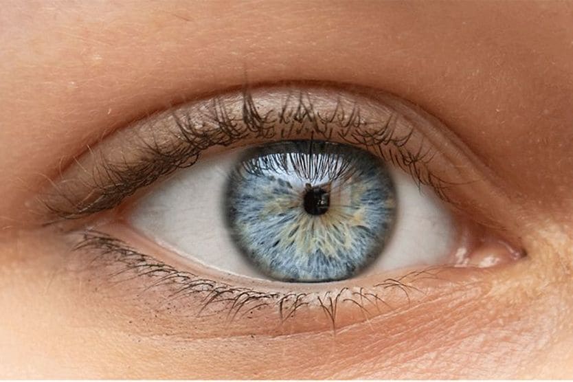 closeup of an eye with miosis
