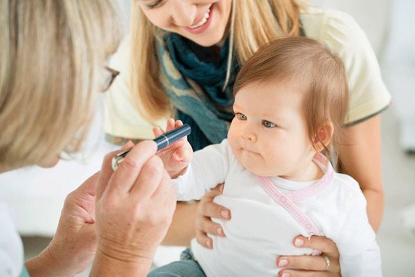 young child getting tested for nystagmus