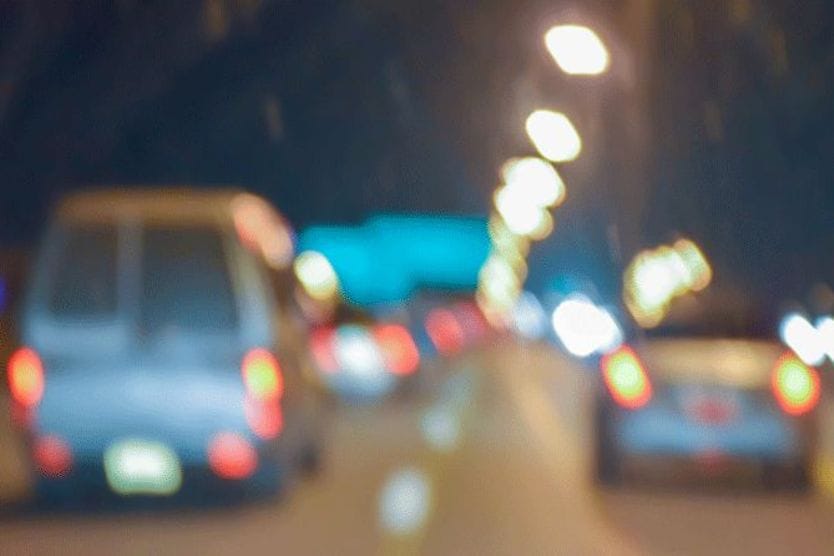 blurry vision on the road at night