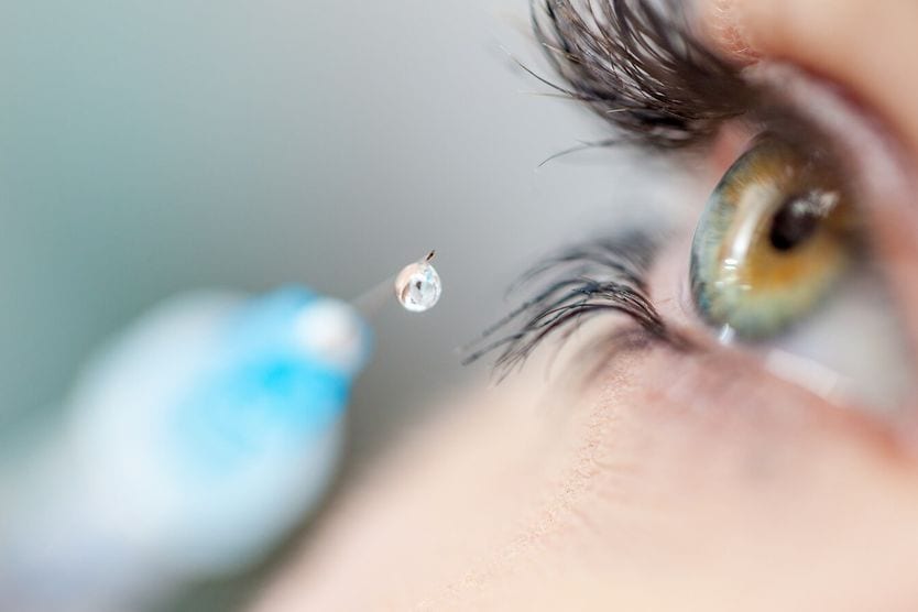 Depiction of an eye receiving an eye injection Depiction of an eye receiving an eye injection