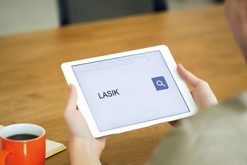searching about lasik on a tablet
