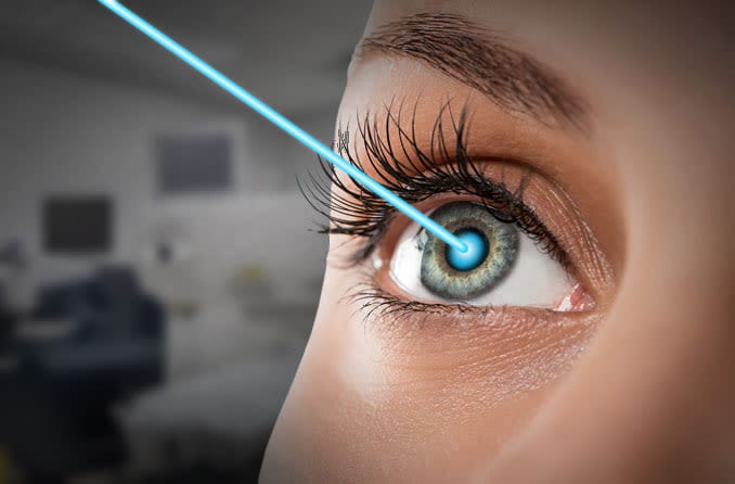 woman receiving lasik enhancement