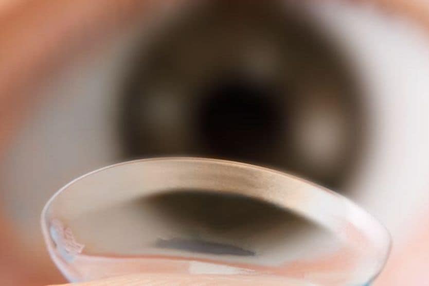 Eye with a contact lens