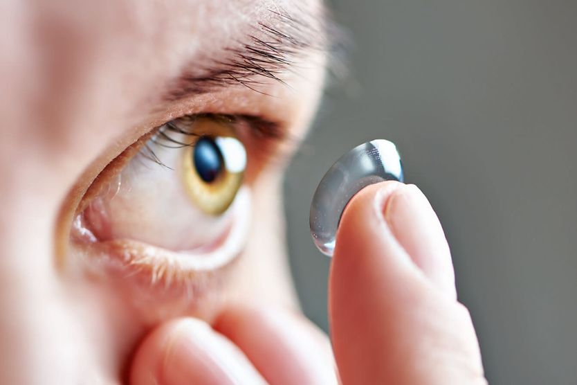 close-up of a contact lens
