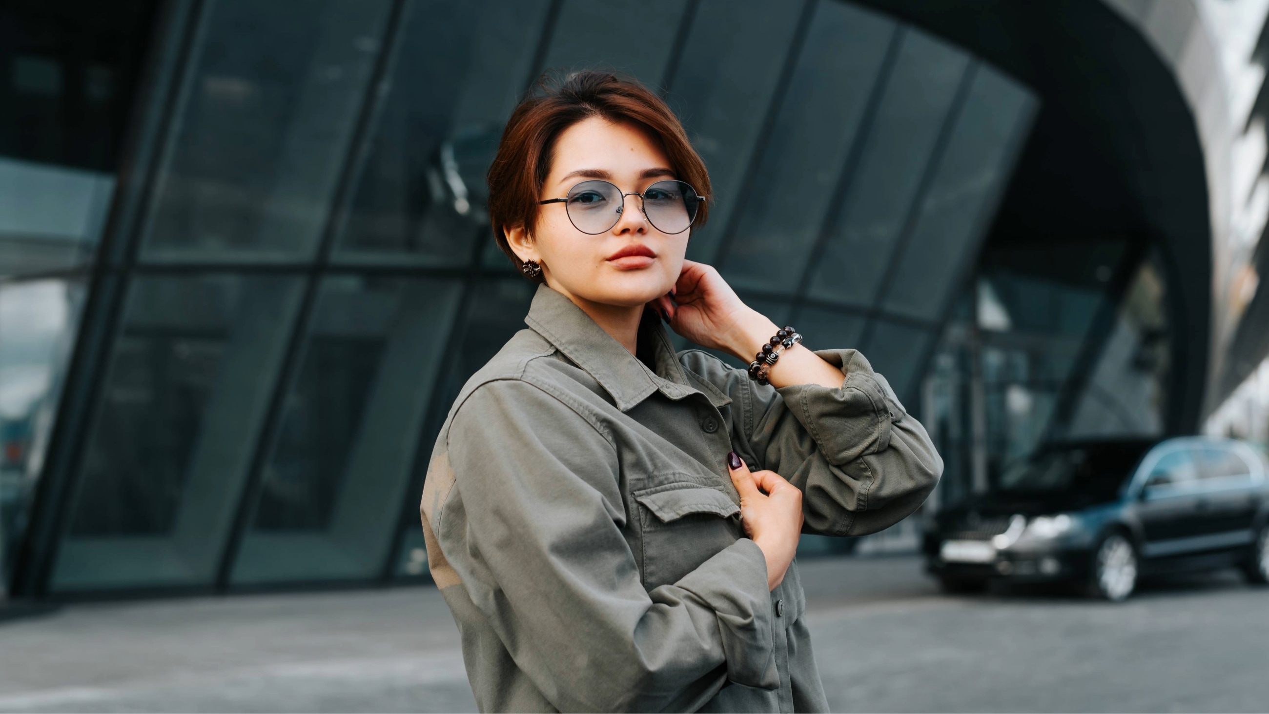Woman with round shaped glasses. Woman with round shaped glasses.