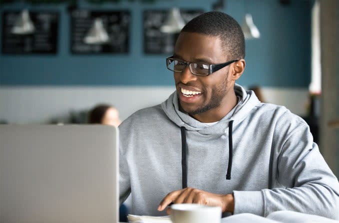 Man wearing glasses computer glasses