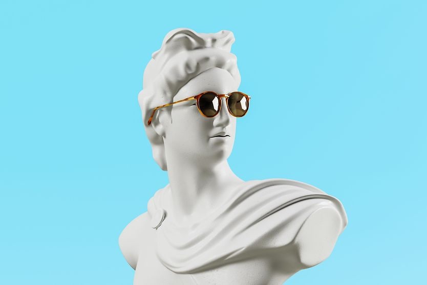 Greek statue wearing sunglasses