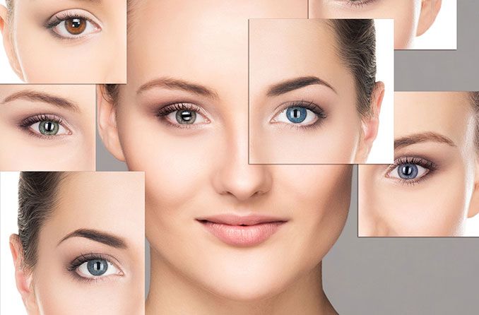 femme avec différents contacts colorés